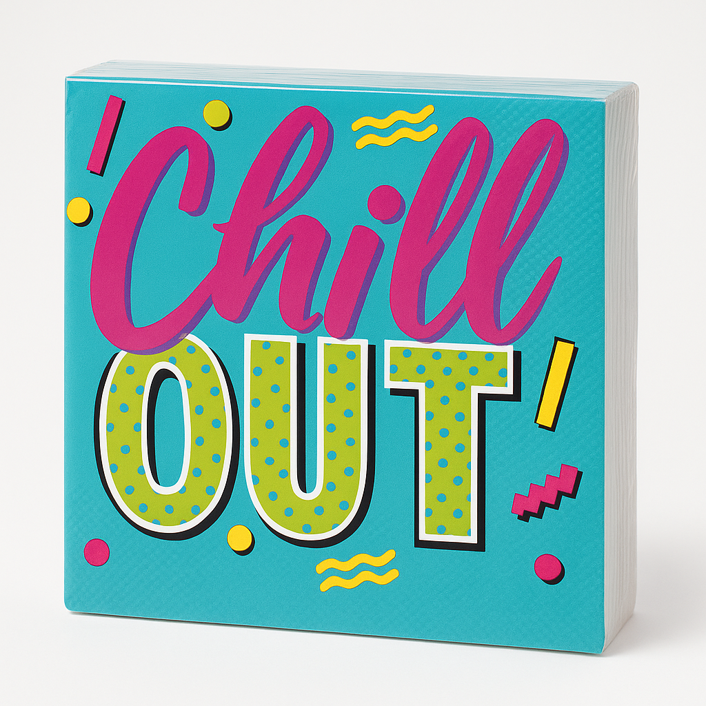 Awesome 80s Beverage Napkins - 16 Pack - 5 In. X 5 In.