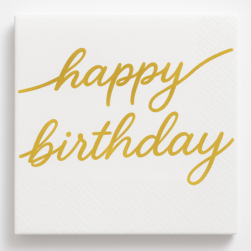 Golden Age "Happy Birthday" Gold Foil Beverage Napkins, 16-Pack