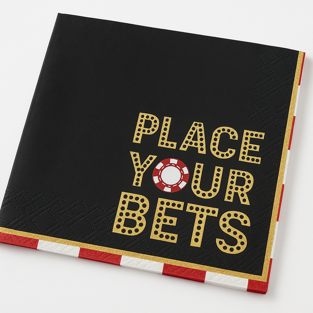 Casino "Place Your Bets" Beverage Napkins - 16 Pack