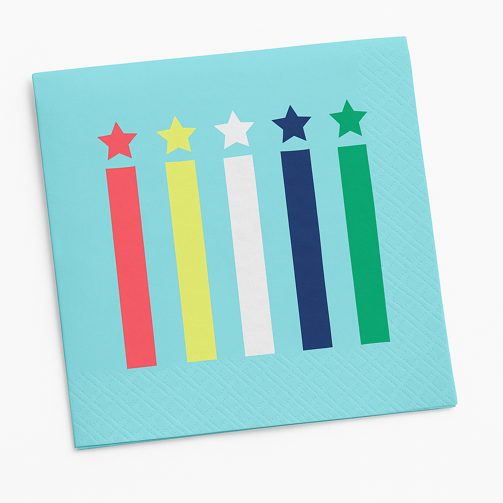 Modern Birthday Candle Beverage Napkins - 16 Pack - 5 In. X 5 In.