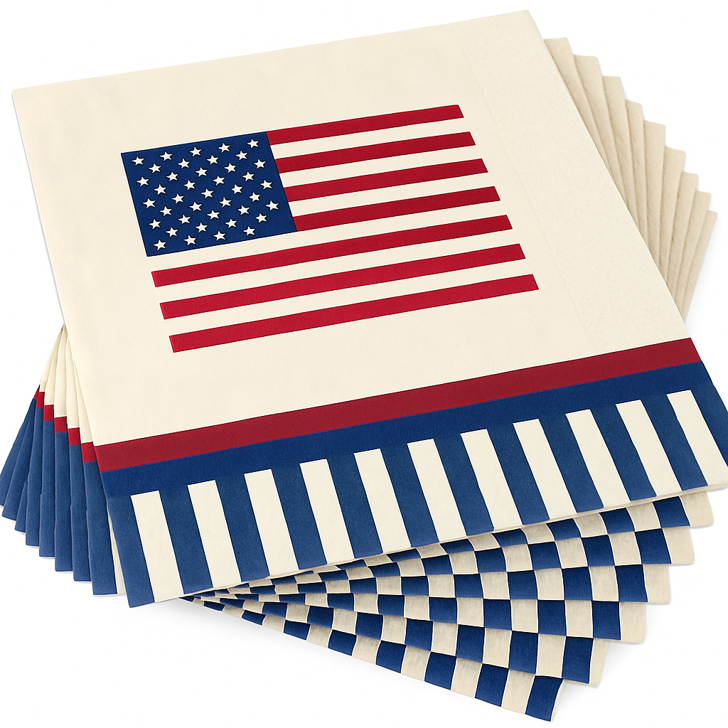 Americana Striped Beverage Napkins - 5 In. X 5 In.