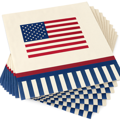 Americana Striped Beverage Napkins - 5 In. X 5 In.
