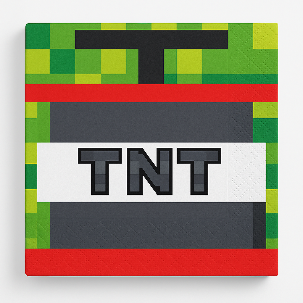 Pixel Party TNT Beverage Napkins - 16-Pack, 5-inch, 2-Ply