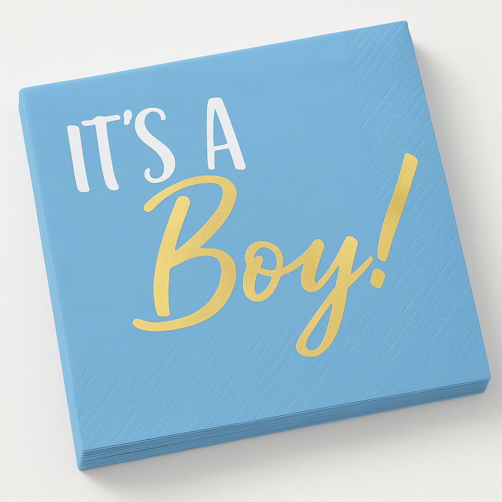 Blue & Gold "It's a Boy" Beverage Napkins - 16 Pack
