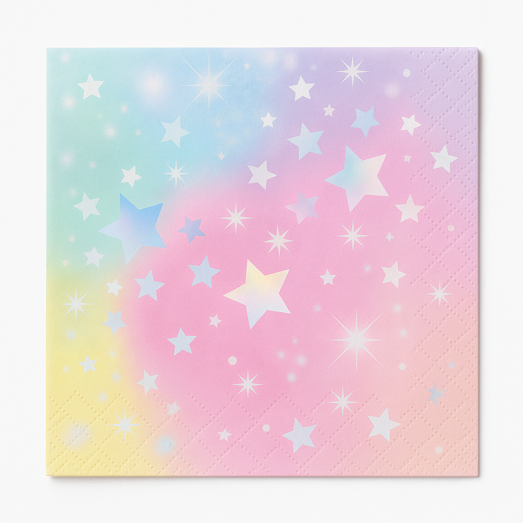 Luminous Rainbow Star Beverage Napkins - 16 Pack