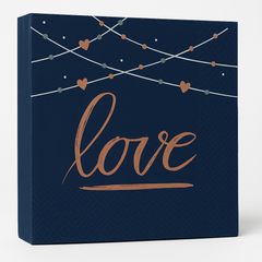 Navy Love Wedding Beverage Napkins - 16 Pack