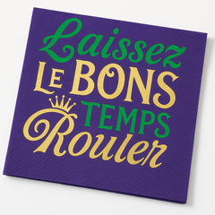 Mardi Gras Masquerade Hot Stamped Beverage Napkins - 5 In. X 5 In.
