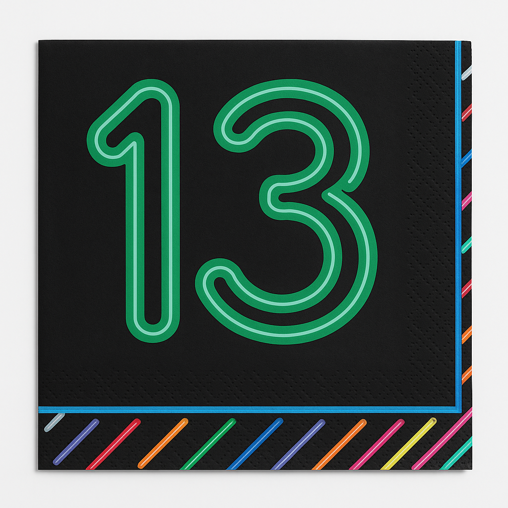 Neon 13th Birthday Beverage Napkins