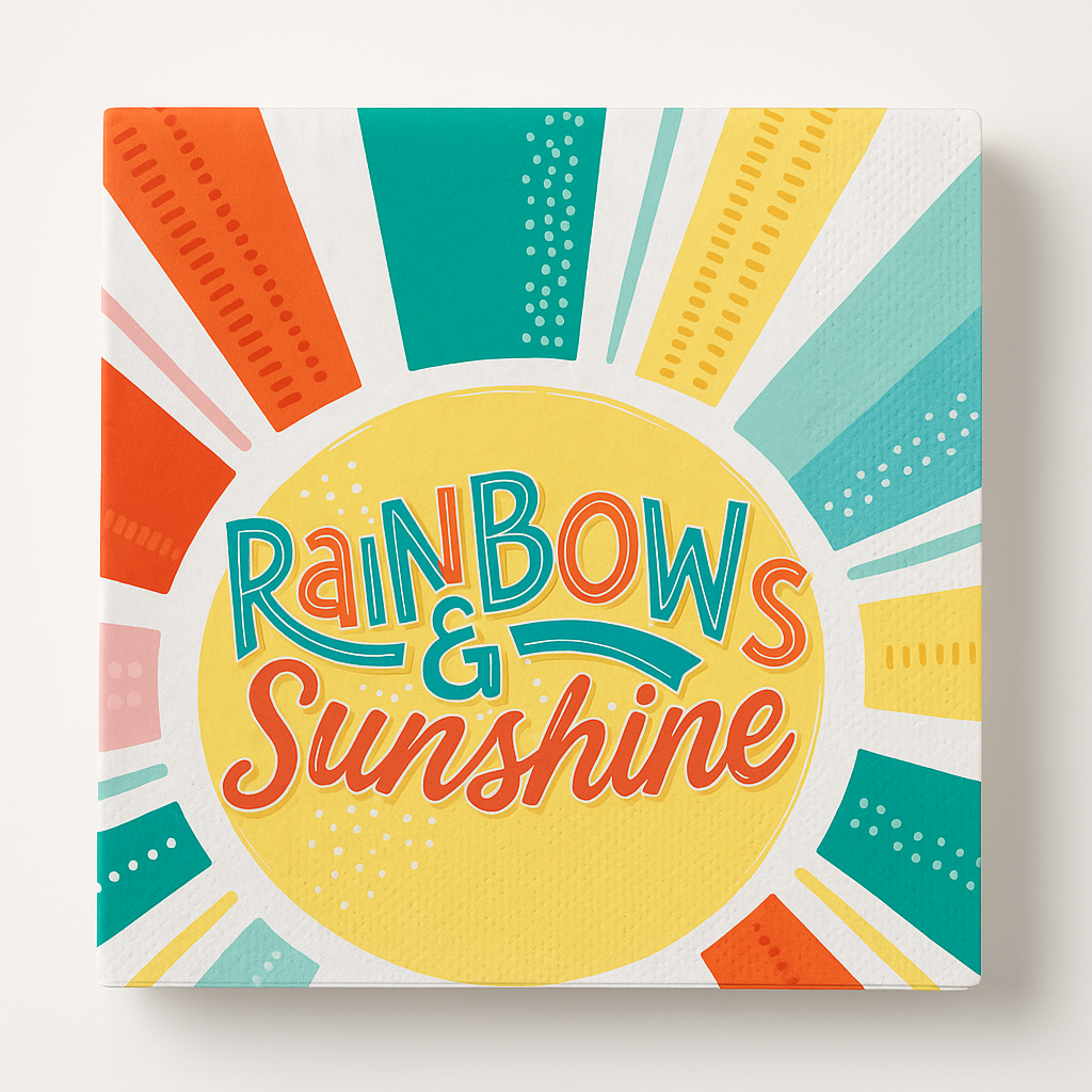 Retro Rainbow "Rainbows & Sunshine" Lunch Napkins - 16-Pack