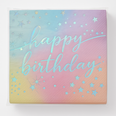 Iridescent Luminous Rainbow Birthday Lunch Napkins - 16 Pack