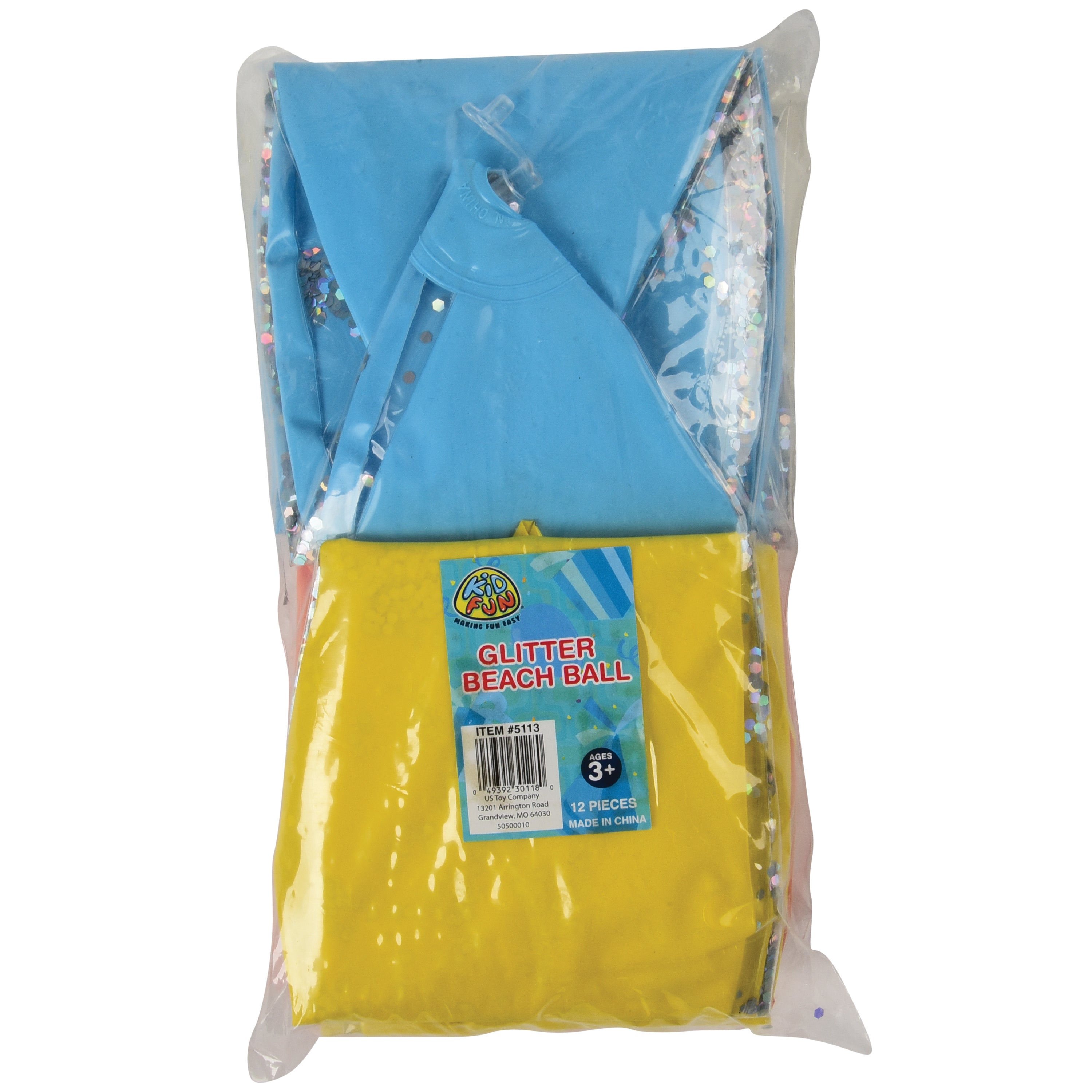 Glitter Stripe Beach Ball - 12 Count