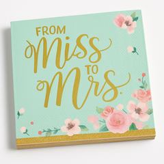 Mint to Be "From Miss to Mrs" Floral Lunch Napkins - 16 Pack