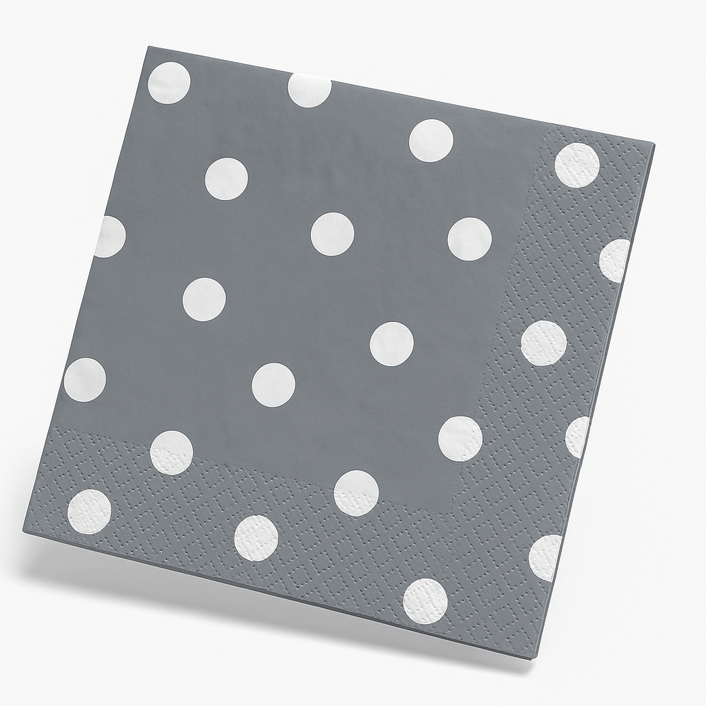 Silver Dot Border Luncheon Napkins - 6.5 In. X 6.5 In.