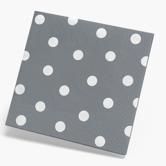 Silver Dot Border Luncheon Napkins - 6.5 In. X 6.5 In.