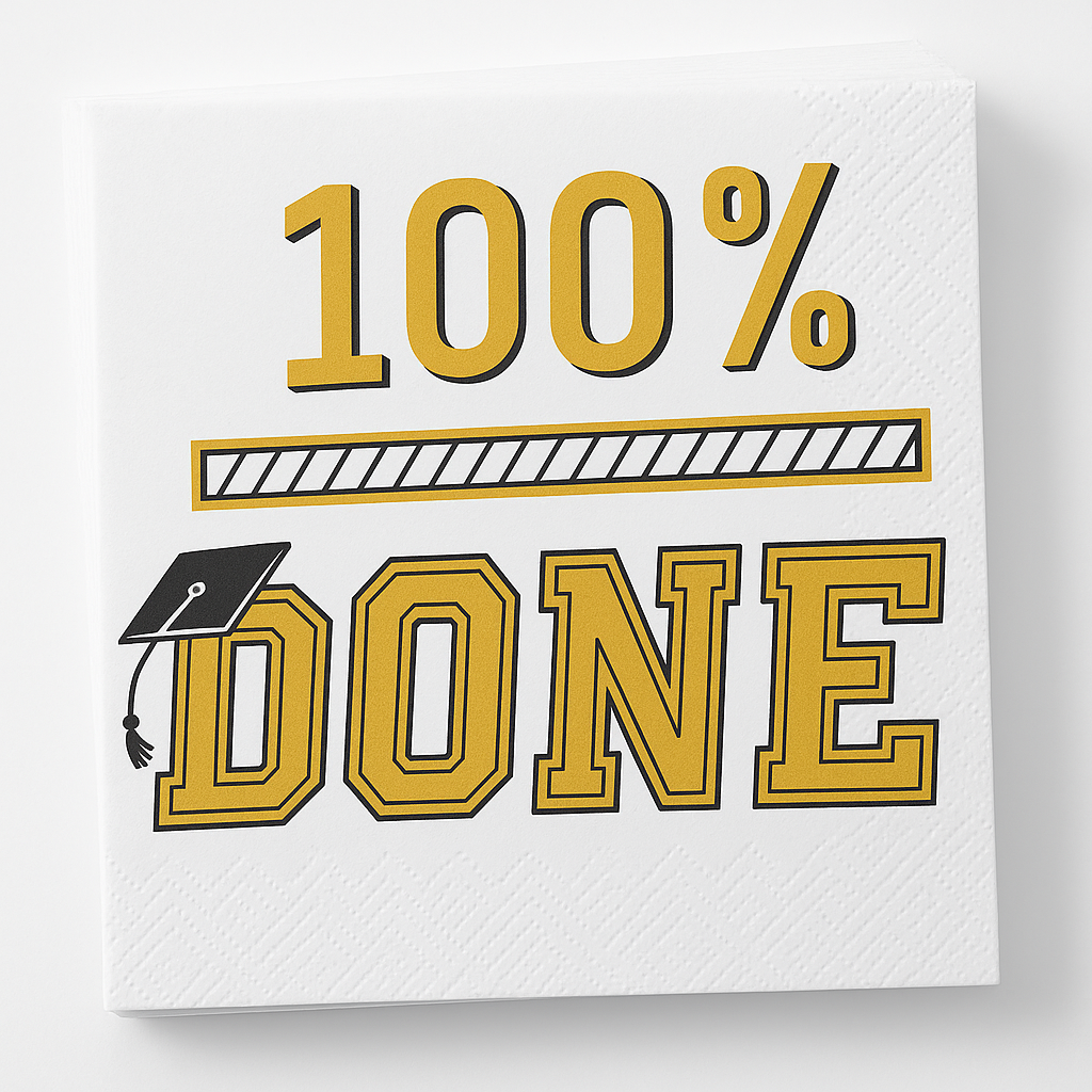 "100% Done" Graduation Luncheon Napkins - 16 Pack