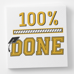"100% Done" Graduation Luncheon Napkins - 16 Pack