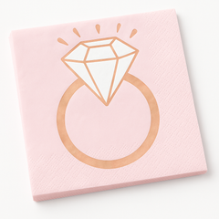 Blush and Rose Gold Diamond Ring Lunch Napkins - 16 Pack