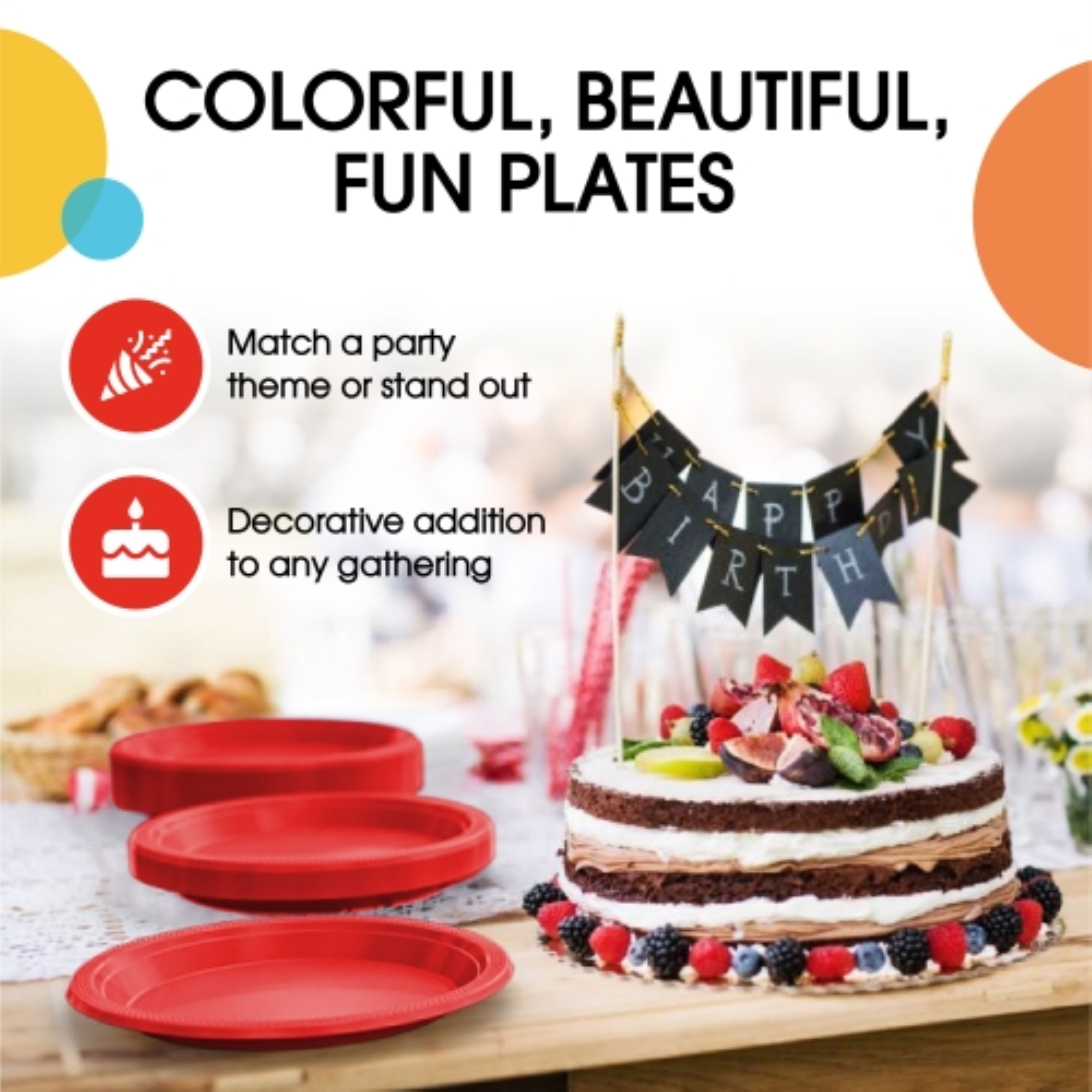 9 In. Red Plastic Plates | 100 Count