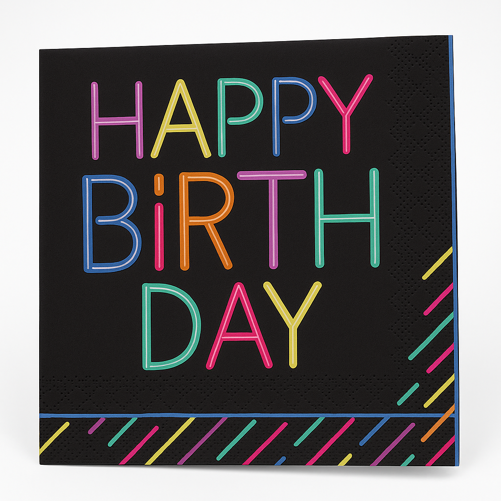 Neon Happy Birthday Luncheon Napkins