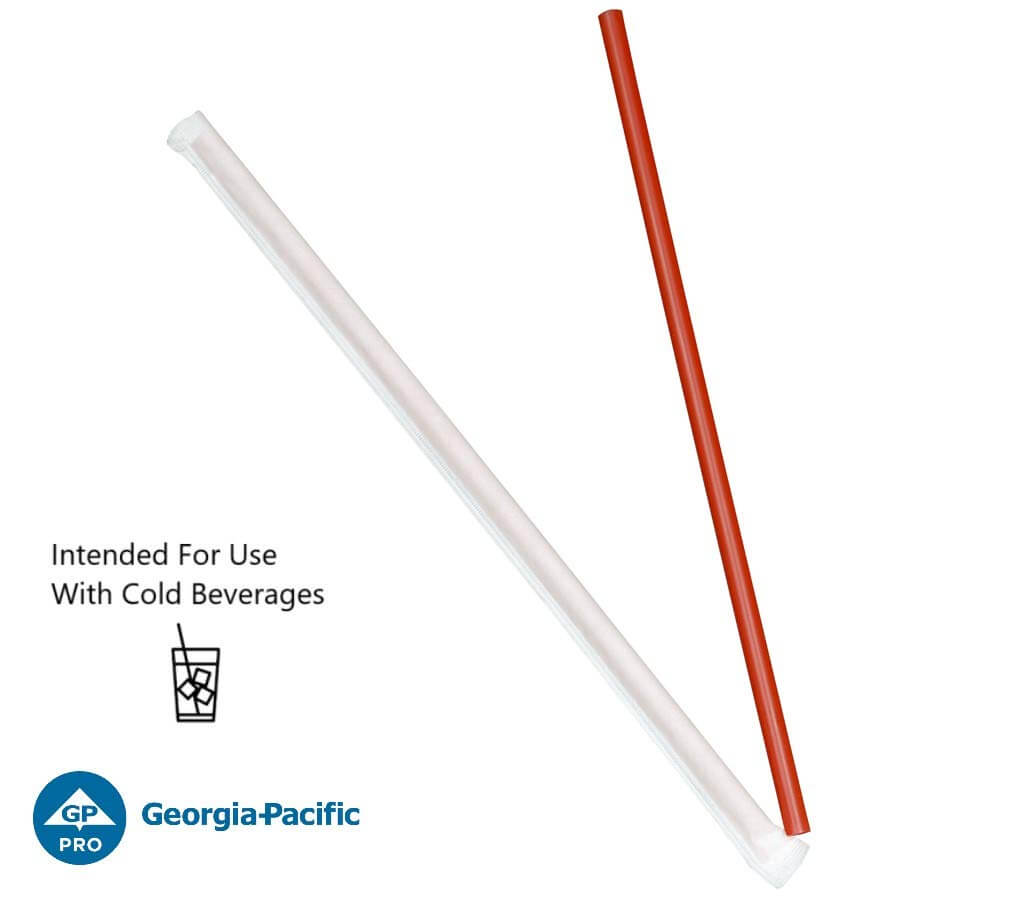 10.25" Giant Red Wrapped Straw 300 Ct.