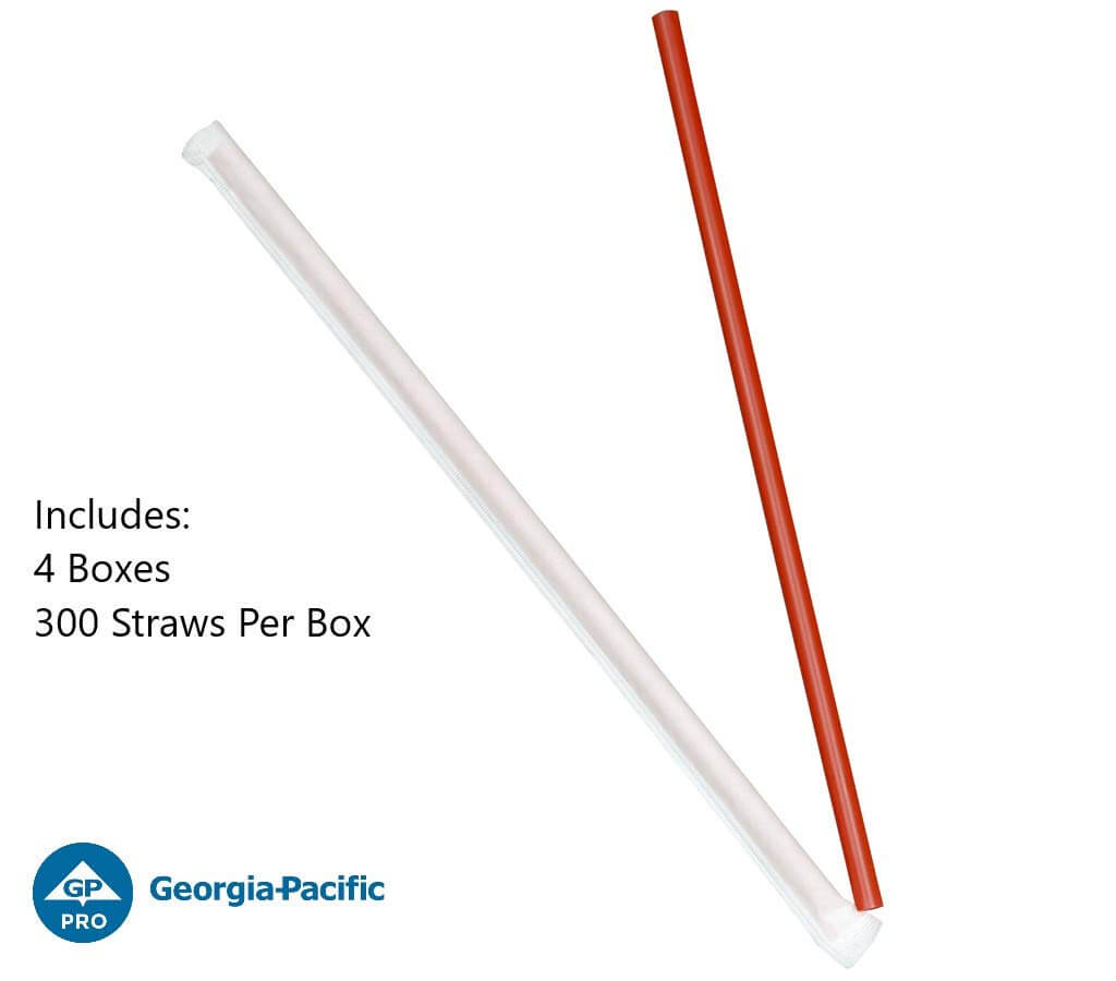 10.25" Giant Red Wrapped Straw 300 Ct.