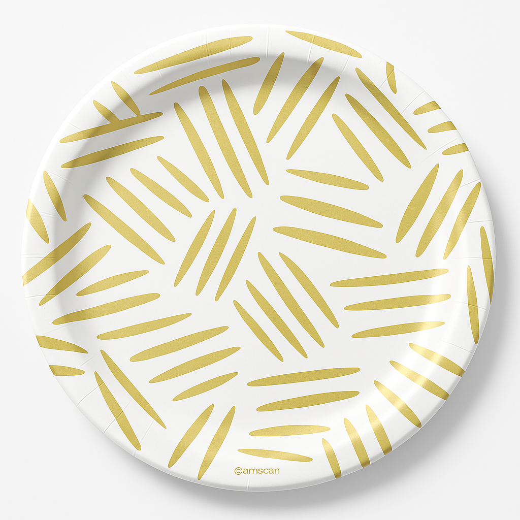 Elegant Gold Motif 10" Round Paper Plates