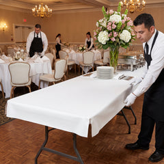 White Flannel-Backed Vinyl Fitted Table Cover, 72-Inch - 72 in.