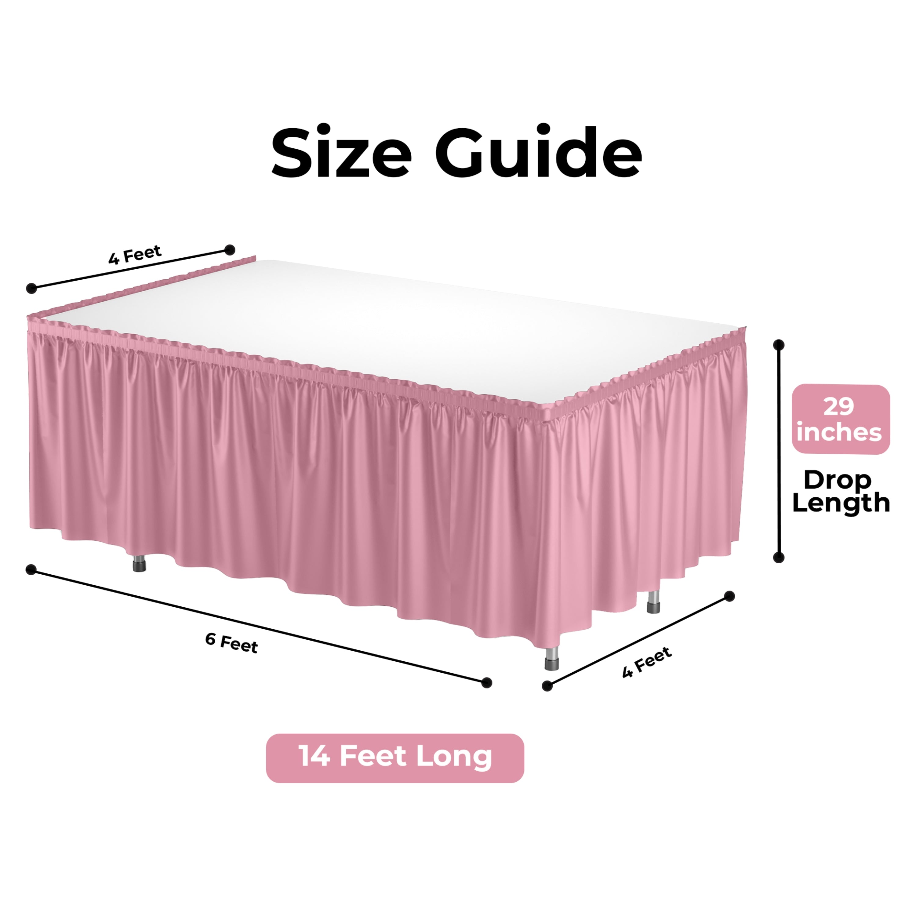 Pink Plastic Table Skirt | Case of 48