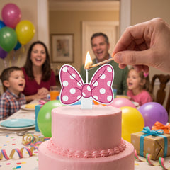 Disney Minnie Mouse Forever Birthday Candle with Polka Dot Bow