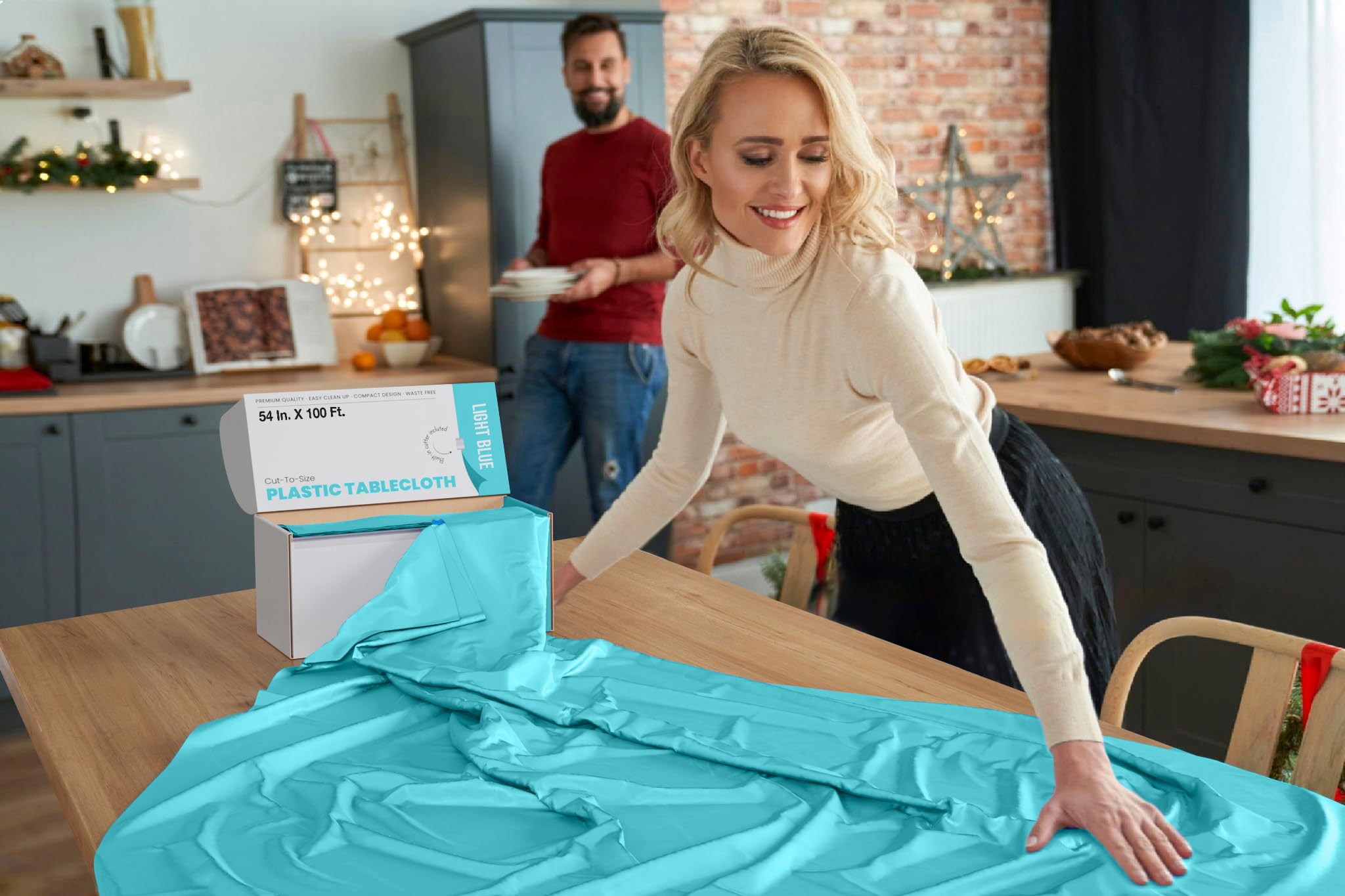 54 In. x 300 Ft. Cut To Size Table Roll  | Light Blue | Case of 4