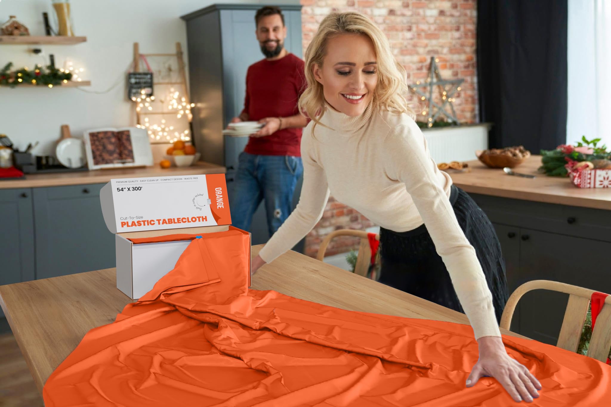 54 In. x 300 Ft. Cut To Size Table Roll  | Orange | Case of 4