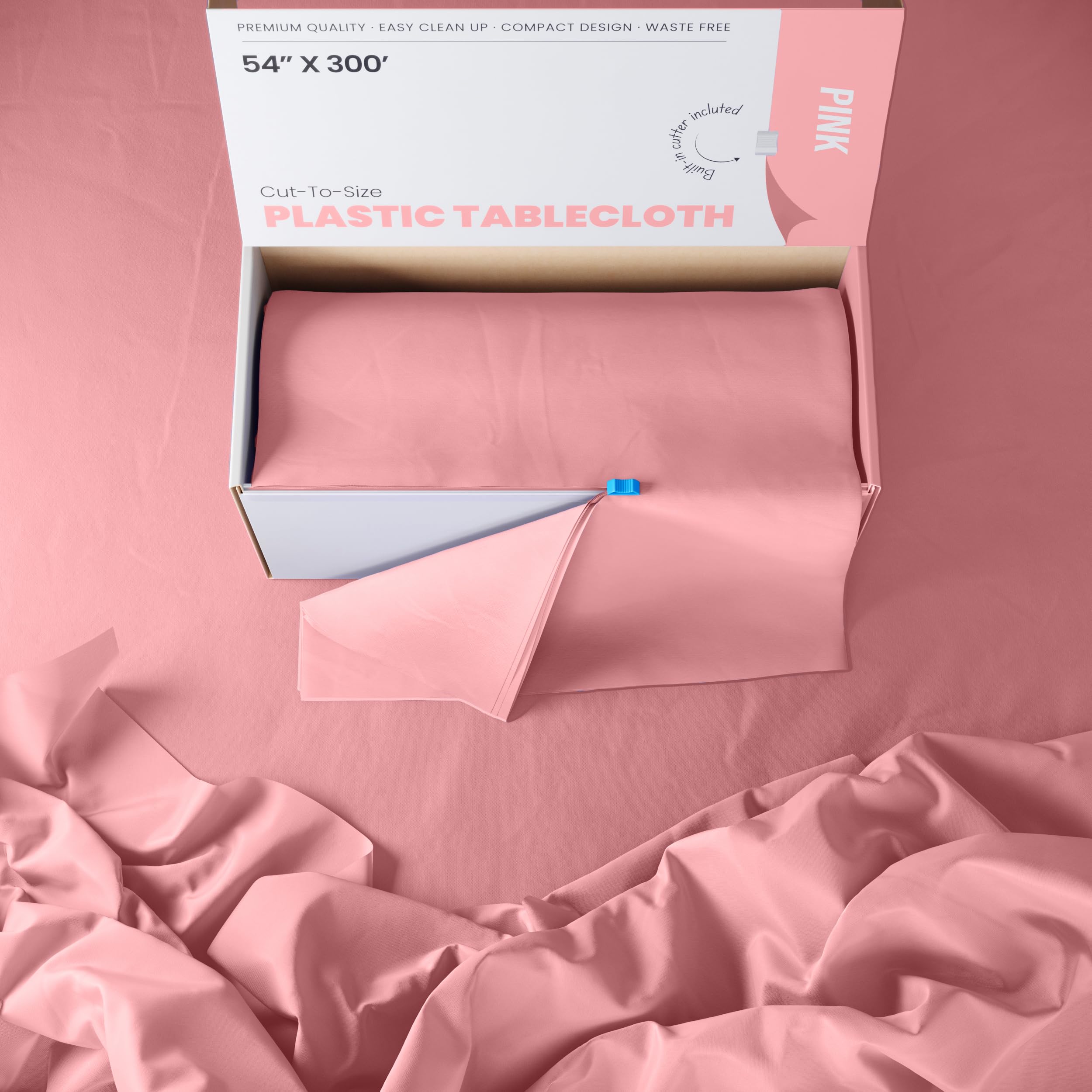 54 In. x 300 Ft. Cut To Size Table Roll  | Pink | Case of 4