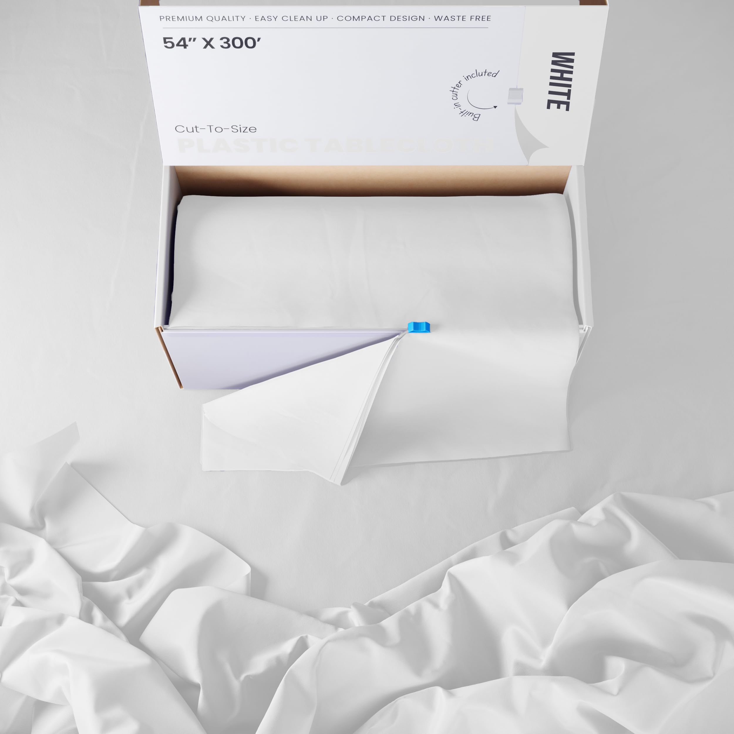 54 In. x 300 Ft. Cut To Size Table Roll  | White | Case of 4