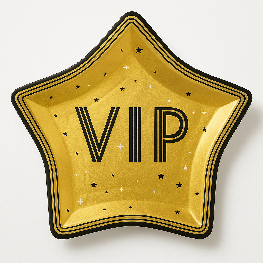 Hollywood VIP Star-Shaped Paper Plates, 10.5-Inch, 8-Pack