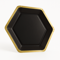 Black Metallic Hexagon 7" Appetizer Plates