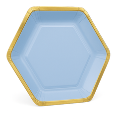 Metallic Ice Blue Hexagon Plates - 7"