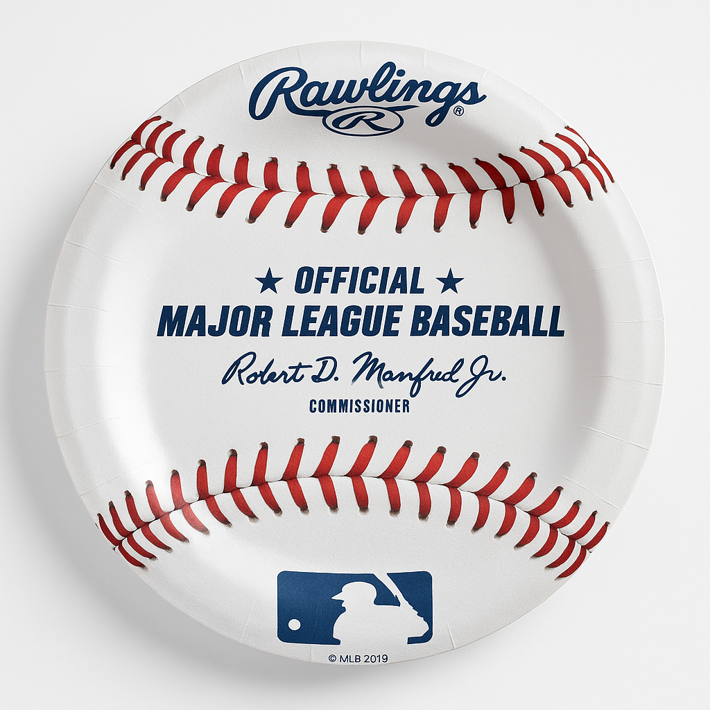 MLB Rawlings Baseball Round Paper Dessert Plates, 7-Inch, 8-Pack