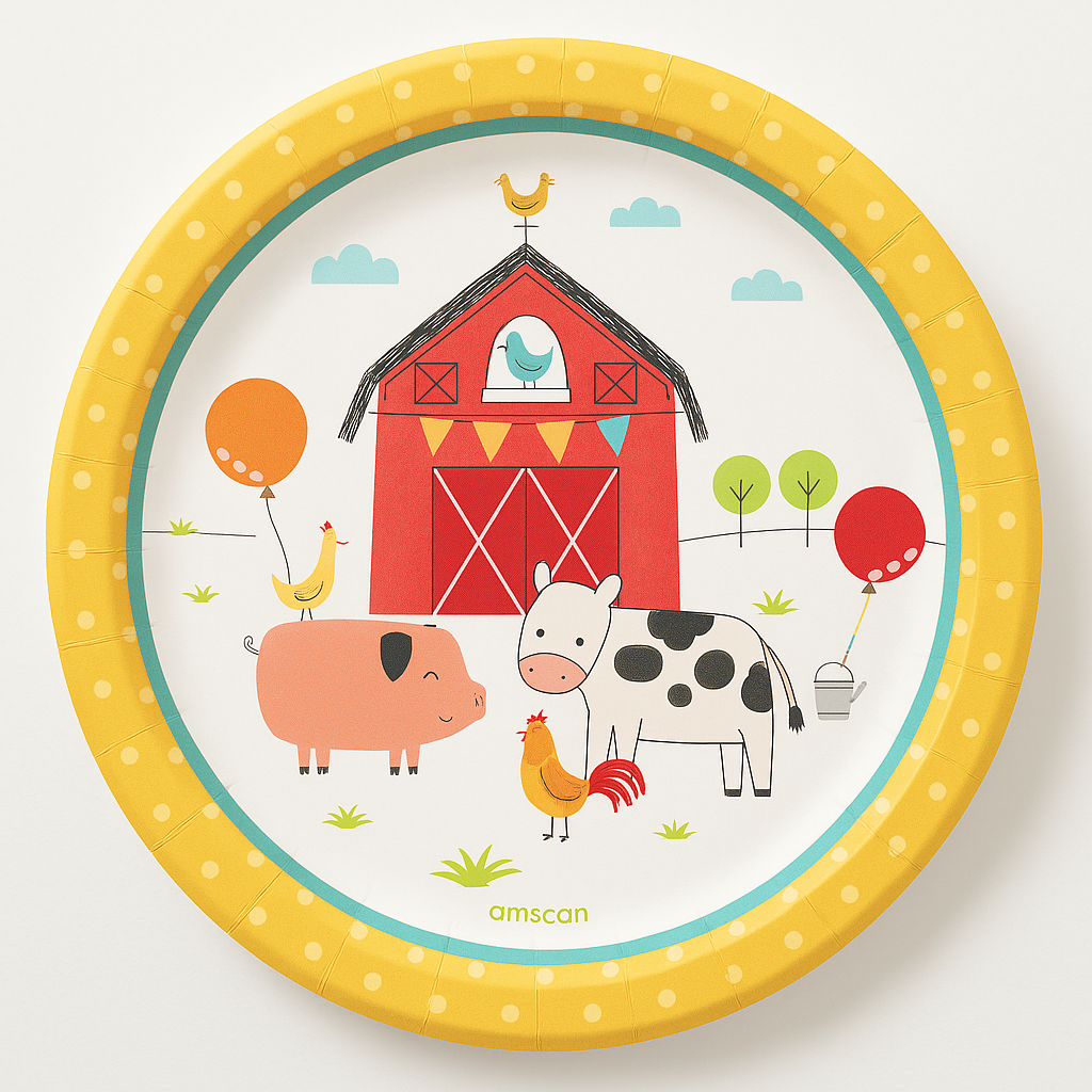 Barnyard Friends 7" Round Paper Plates