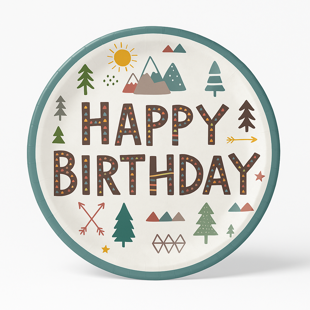 Wilderness Adventure 7" Round Birthday Paper Plates - 8 Pack