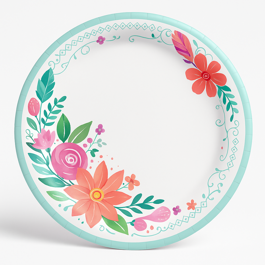 7" Free Spirit Floral Plates for Baby's First Birthday