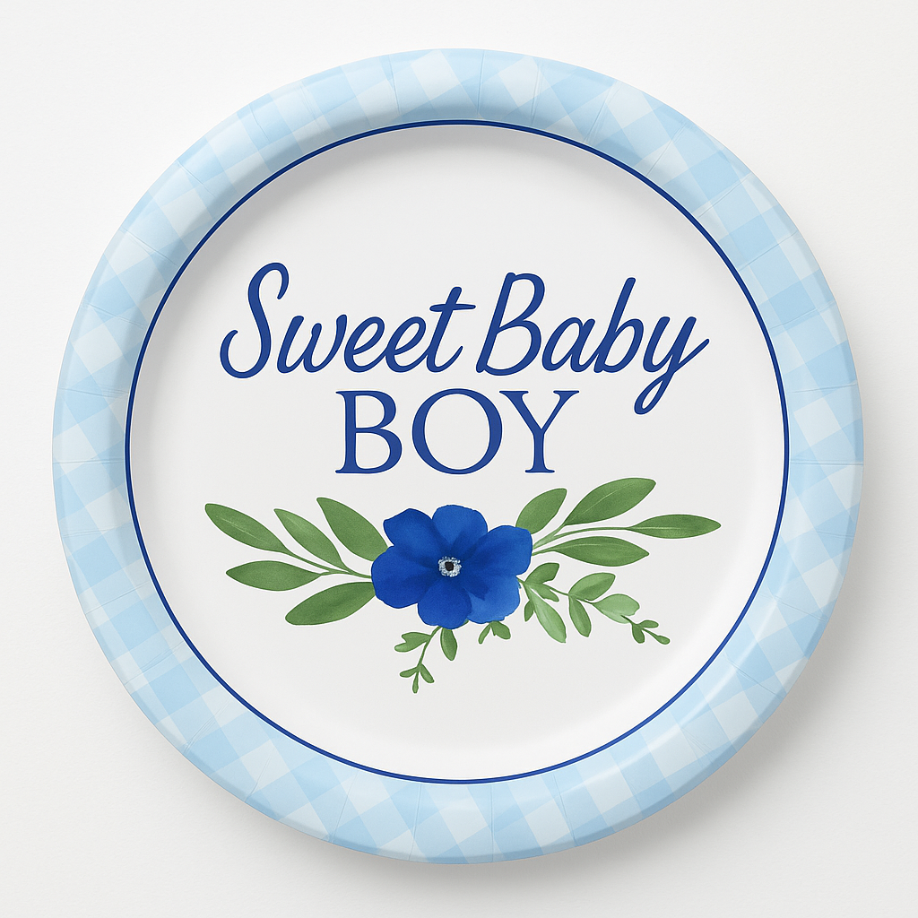 Sweet Baby Boy 7" Round Paper Plates