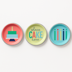 Modern Birthday Dessert Plates, 7-Inch, 8-Pack