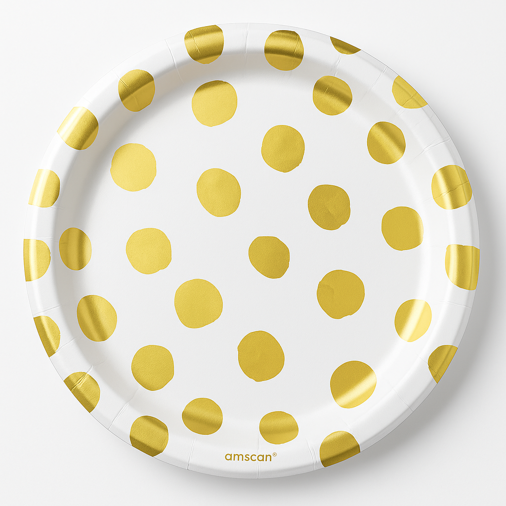 Metallic Gold Motif Paper Plates - 6.75" Round