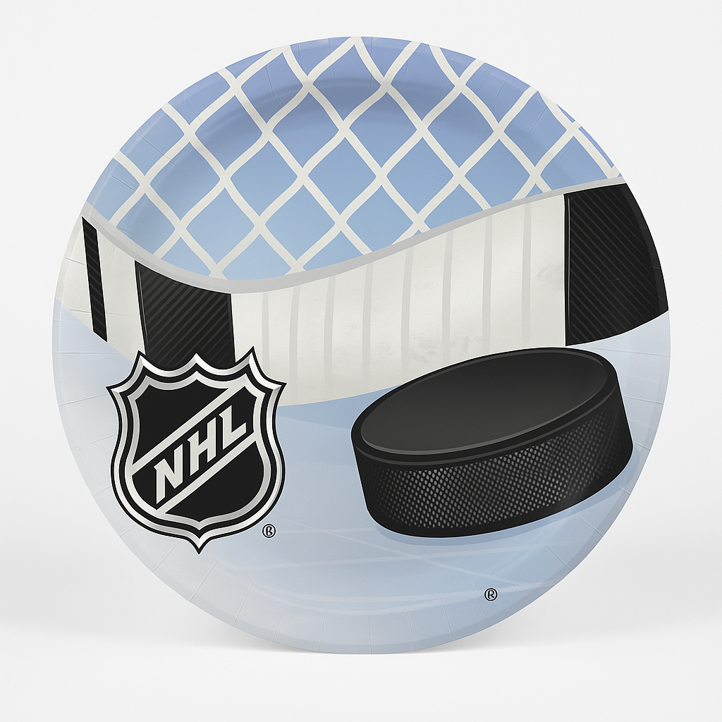 NHL Ice Time 7" Round Paper Dessert Plates - 8 Pack
