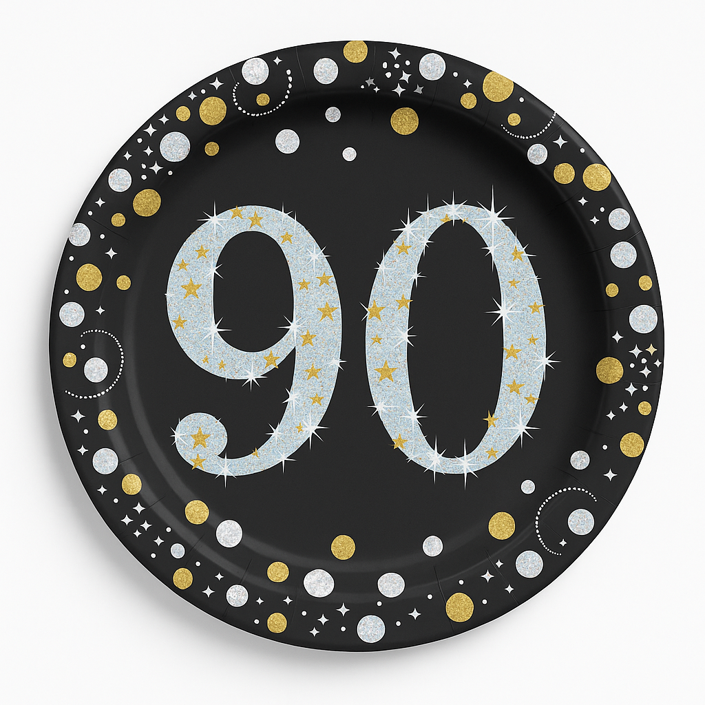 Prismatic Celebration 90th Birthday Plates - 7" Round