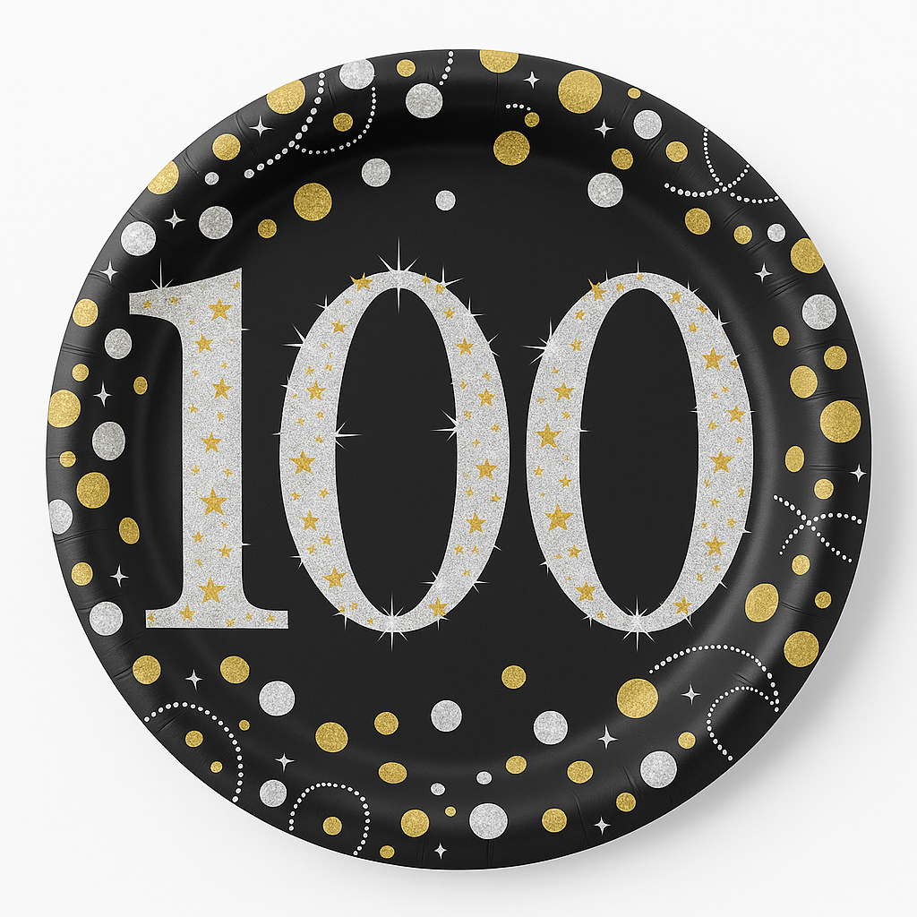 Prismatic 100th Birthday Celebration Plates - 7" Round