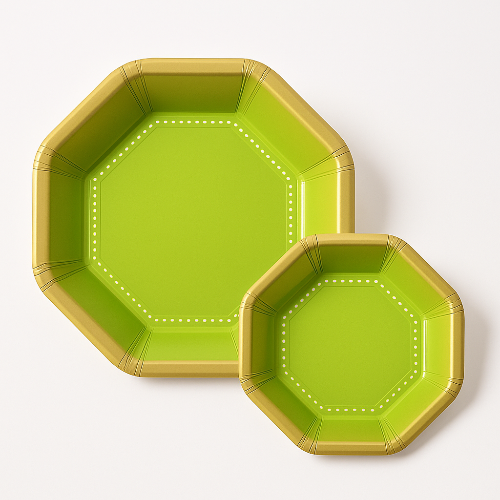 Premium Kiwi Green 10" Octagonal Paper Plates - Pack of Multi