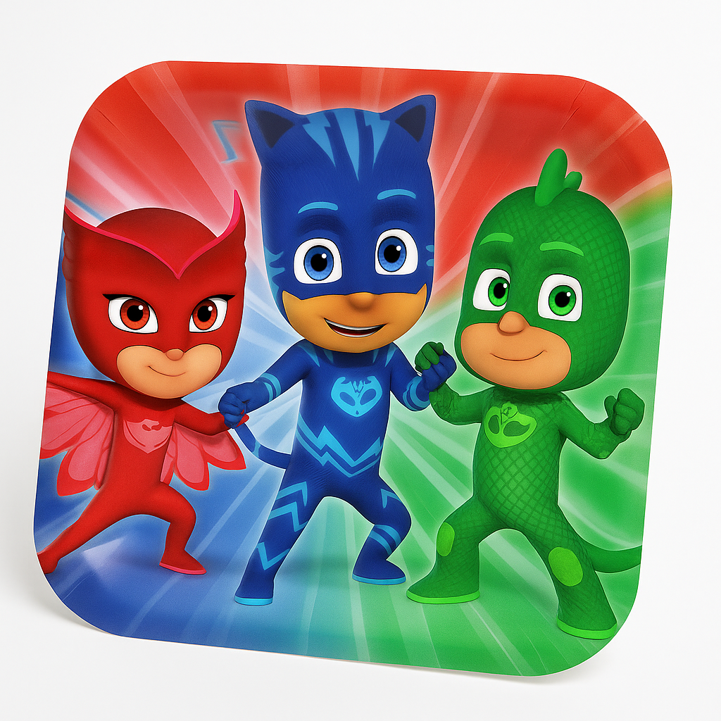 PJ Masks 9" Square Paper Plates - Party Pack of 8