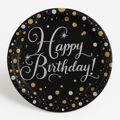 Sparkling Celebration Prismatic Birthday Plates, 9" Round, 8-Pack