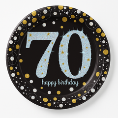 Sparkling Celebration 70th Birthday Prismatic Lunch Plates, 8-Pack